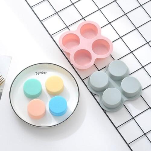 4 Cavity 5.3cm Round Silicone Soap Molds For Soap Making 3D Handmade Soap Forms Tray Mould Soap Making Supplies