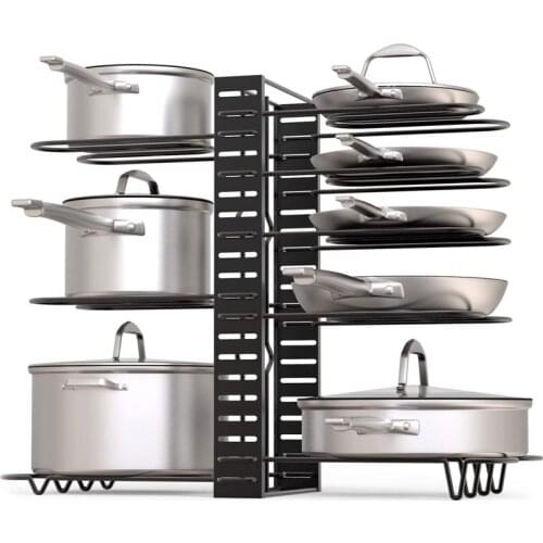 5-layers Stainless Steel Pan Organizer Holder Cutting Board Pan Pot Adjustable Shelf Accessories Kitchen Cookware Storage Racks