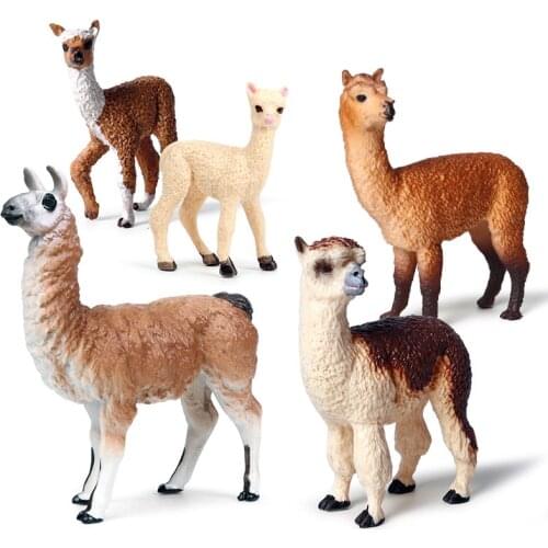 5 Kinds Simulation Alpaca Animals Figure Collectible Toys Animal Action Figures Kids Plastic Toys