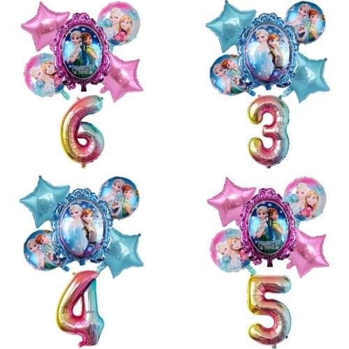 6pcs Frozen Princess Elsa Helium Balloons 32inch Number Birthday Party Decoration Baby Shower Balloons Kids Air Globos