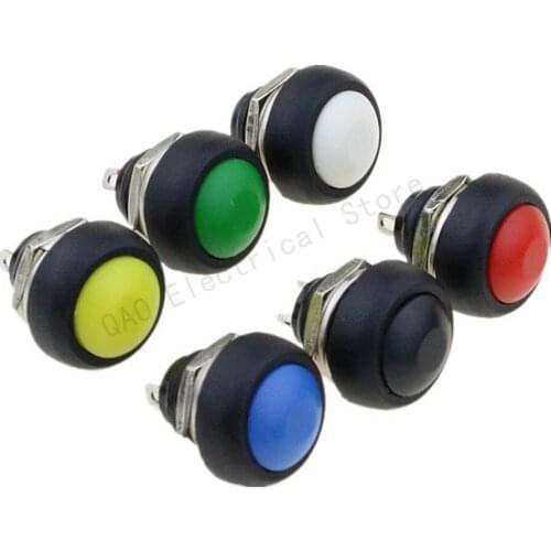 6Pcs PBS-33b 2Pin Mini Switch 12mm 12V 1A Waterproof momentary Push button Switch since the reset Non-locking