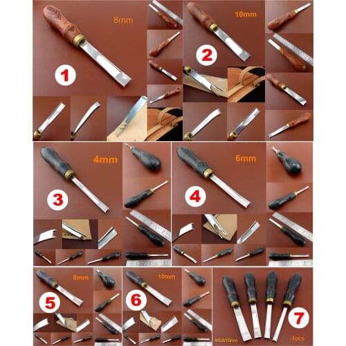 7kind French Style Leather Craft Edge Beveler Skiving Skiver Edger Gouges Cutting Tool - Knife Cutter Punch Chisel Pricking Iron
