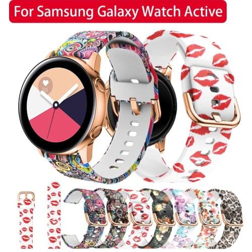 8 Types Silicone Watchband For Samsung Galaxy Watch Active 20mm Strap Band Bracelet Printed Silicone Smart Accessories