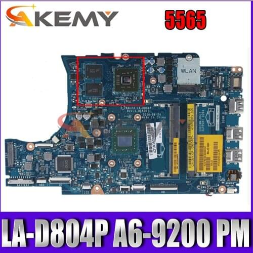 Akemy BAL23 LA-D804P FOR DELL INSPIRON 5565 Laptop Motherboard A6-9200 CN-0K6473 K6473 Mainboard 100% TESTED