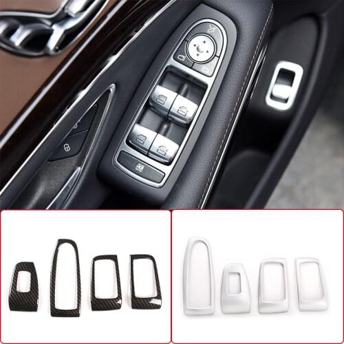 Car Door Window Glass Lift Switch Frame Cover Trim Carbon Fiber ABS For Mercedes-Benz S-Class 2014-2020 Interior Accessories