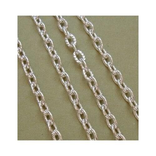 Free shipping!!!!200M/lot Silver Plated Flat Textured Cross Cable Chain 4.5*3mm