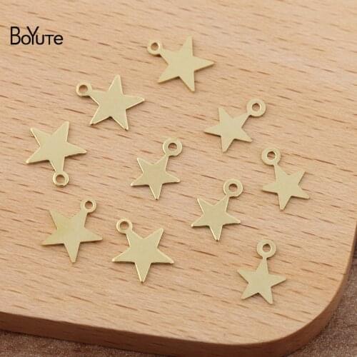 BoYuTe (500 Pieces/Lot) 6MM 8MM Metal Brass Stamping Star Charms Factory Supply Diy Handmade Jewelry Accessories