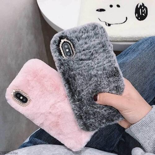 Fashion Lady Gift Case for iPhone 12 XS Max XR X 11 Pro Max SE Furry fluffy Warm Cover for iPhone 6 6S 7 8 Plus Soft Phone Case