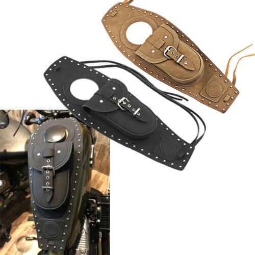 Black Motorcycle Fuel Tank Bag Gas Tank Pad Cover For Harley Davidson Sportster 883 1200 Motorcycle Leather Tank Bag Accessories