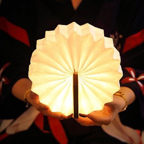 Wooden LED Bedside Night Light USB Rechargeable Folding 360 Degree Book Light Creative New Product Organ Light
