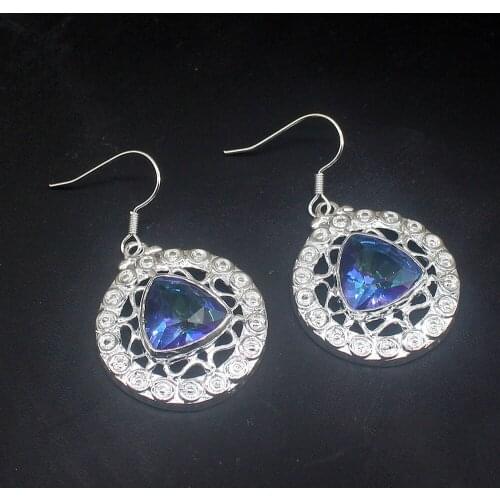 Gemstonefactory Big Promotion Single Unique 925 Silver Hook Rainbow Fire Topaz Women Ladies Gift Dangle Drop Earrings 20213676