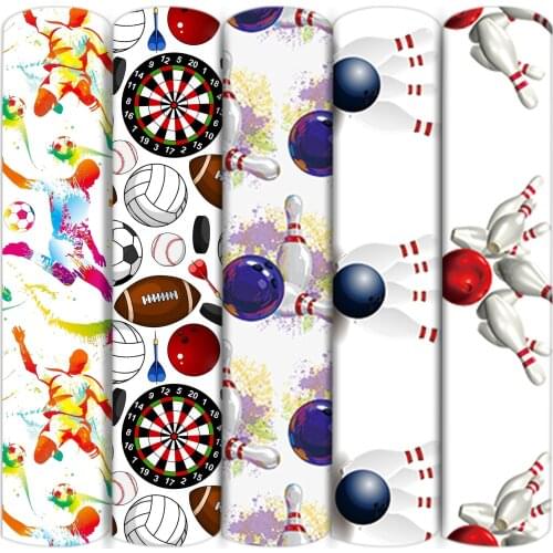 Bowling Football SportsPolyester Cotton/4wayStretch Fabric Patchwork Sewing Kid Home Textile Cloth Quilting Dress Curtain,c17105