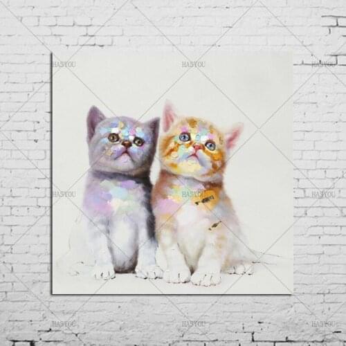 HASYOU Top Artist Pure Hand-painted High Quality Modern Art Cat Oil Painting on Canvas Abstract Funny Animal Monkey Oil Painting