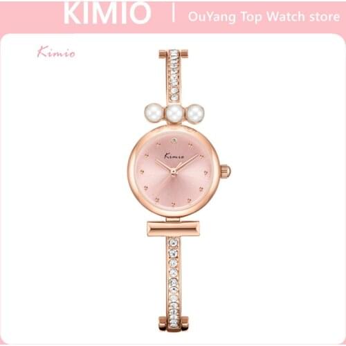 KIMIO Quartz Top Brand Luxury Women Watch Rosegold Bracelet Fashion Casual Dress Wristwatch Relogio Feminino Droshipping 2021