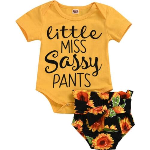 0-18M Summer Infant Baby Girl Clothes T-shirt Tops+Sunflower Shorts Outfits