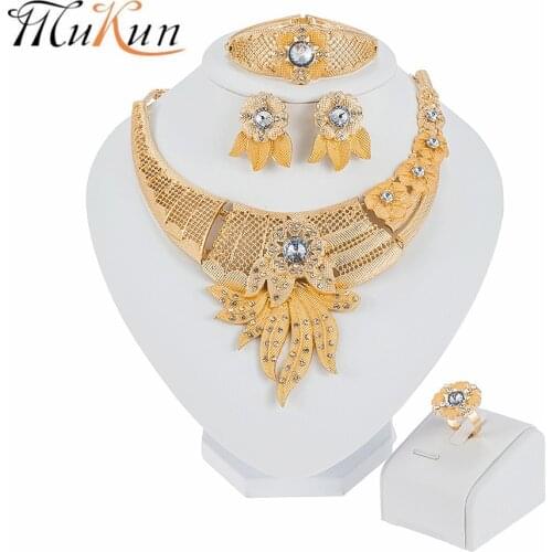 MUKUN Fashion High Quality Dubai Gold Necklace Earrings Bracelet Ring Jewelry Sets Fashion Woman Elegant Bridal Wedding Jewelry