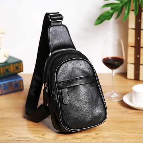 Xiao.p Newest Hot Mens High Quality PU Leather Pack Chest Single Shoulder Crossbody Bag Teens Simple Solid Color Waist Packs