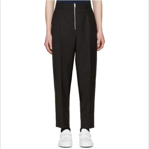 Mens Trousers Zipper Nine Pants Singer Stage Costumes Hot 2020 New Tide Male Hairstylist Casual Suits Pants Nightclub 27-44