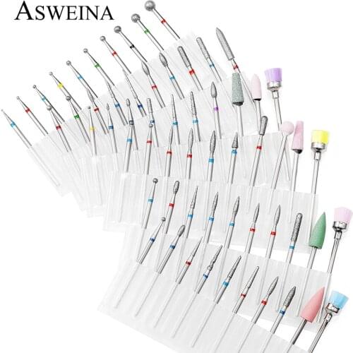 6 Type Nail Drill Set Mix Diamond Corundum Silicone Burr Milling Cutter For Manicure Pedicure Ball Files Gel Remove Tools