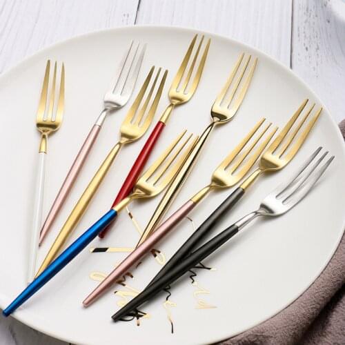 6pcs Gold Fork Set Dinnerware Set Stainless Steel Tableware Cutlery Mirror Flatware Set Cutlery Set Kitchen Dessert Fruit Fork