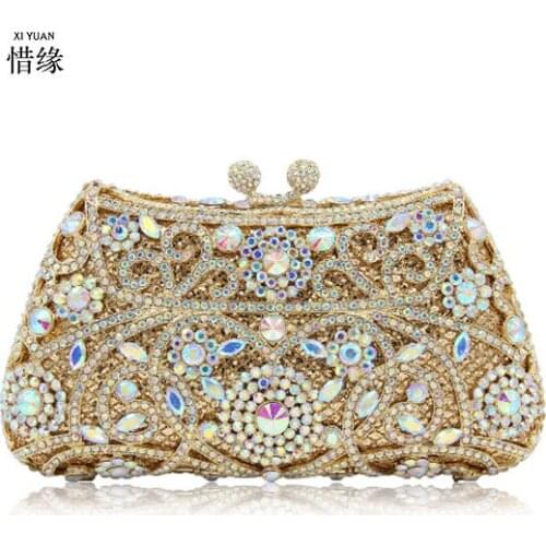 New Arrival Women Evening Bags Beaded Diamonds Small Day Lady Clutch With Chain Shoulder Handbags For Party Wedding