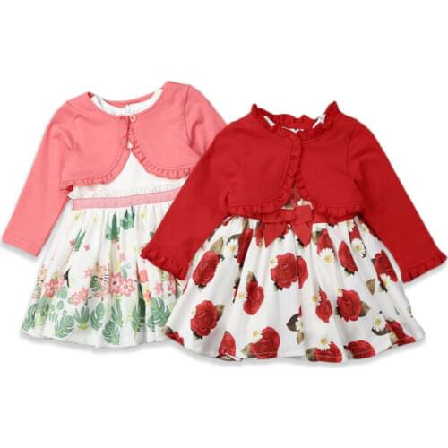 Girl Clothes 2019 Toddler Kid Baby Girls Clothes Coat Ruffle Tops+Flower Easter Dress Princess Outfit