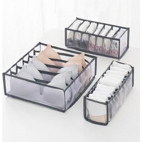 Closet Organizer For Socks Dormitory Home Separated Underwear Storage Box 6/7/11 Grids Bra Organizer Foldable Drawer Organizer