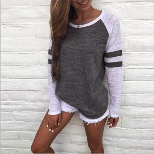2021 Striped Tops Tee Autumn Top Women Long Sleeve T Shirt Female Stitching Tees Fashion Loose Top Lady T-Shirt O-Neck Casual