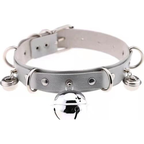 Harajuku Punk Style Exaggerated Sexy PU Leather Collar Explosion Style Personality Bell Necklace Neck Strap Clavicle Necklaces