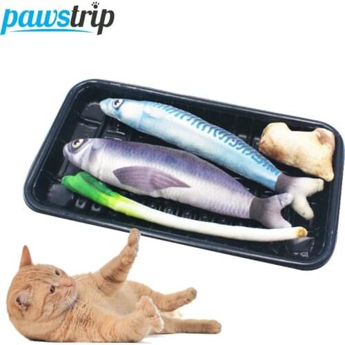 Pawstrip 2018 New Pet Cat Toy Simulation Fish With Catnip Toy For Cats Interactive Kitten Catnip Pillow Toys