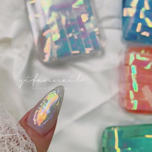 1Box Aurora Film Film Foil Origami Art Aurora Holo Nail 1*50cm 20Rolls Glass Ice Cube Clear Nail Manicure Decoration Foil Decal