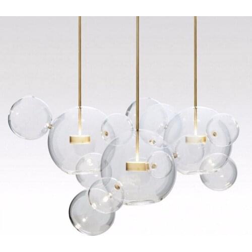 Post-modern Nordic Mickey Bubble Glass Balls Led Pendant Light for Dining Room Foyer Bar Bed Room Metal Glass Lamp 110/220V 2282