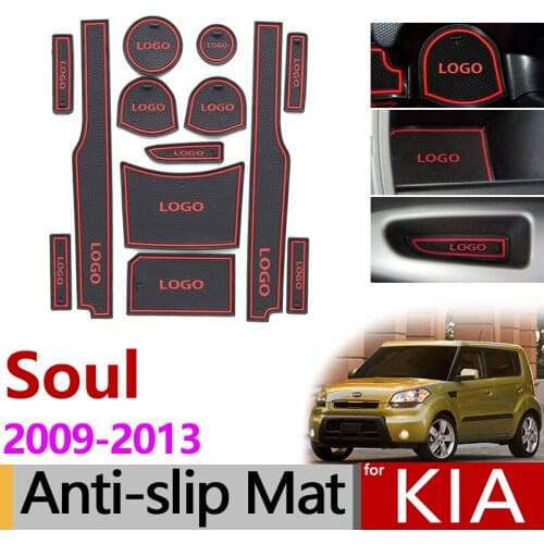 For KIA Soul 2009~ 2013 AM Anti-Slip Rubber Cup Cushion Door Groove Mat Plus MK1 2010 2011 2012 Accessories Stickers Car Styling