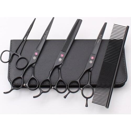 Purple Dragon 7 "left handed scissors left handed special pet set beauty scissors dog trimming shaving curved scissors straight