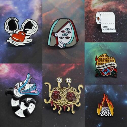 Broken Heart Egg Multi-eyed Girl Evil Snake Roll Paper Flying Spaghetti Twin Peaks Biscuit Lemon Planet Cup Sad Song Tear Brooch