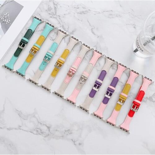 40mm 44mm Leather loop Strap for Apple Watch Band 38mm 40mm 42mm 44mm Transparent for Iwatch Series 6 SE 5 4 3 2 1 Strap