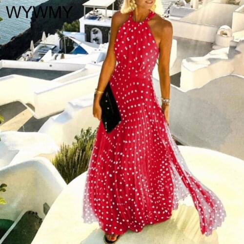 Sexy Halter Print Pleated Long Dress Women Sweet O Neck Beach Maxi Dress Summer Women Sleeveless Elegant Boho Party Dress XXL
