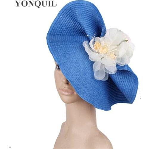 Imitation Straw Fashion Bride Flower Headwear Wedding Bridal Fascinator Accessories Women Hat Wedding Chapeau Caps Ladies Fedora