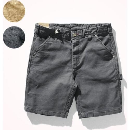 2021 Summer New American Retro Tooling Shorts Mens Fashion Elastic Canvas Washed Old Casual Sports Knee Length Pants