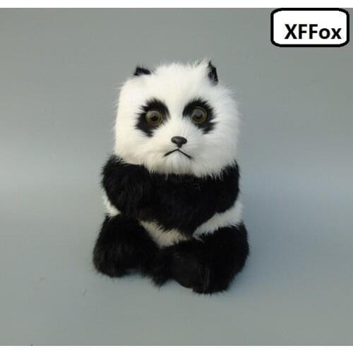 Cute real life panda model plastic&furs black&white sitting panda doll home decoration gift about 16x15x21cm xf2184