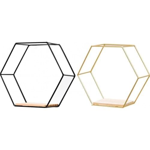 Nordic Hexagonal Iron Stand Small Pot Wall Holder Home Shelf Storage Holder