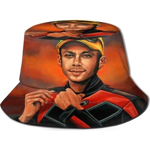 Painting Foldable Panama Bucket Hat Cap Sport Sports On The Motorcycle Racer Motorcyling Motorraces Grand Prix No 4 6 Motor