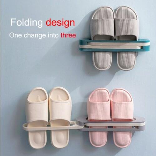 Folding Slipper Rack Bathroom Slipper Rack Wall-mounted Shoe Cabinet Storage Hanger Self-adhesive Shoe Storage Rack Towel Racks