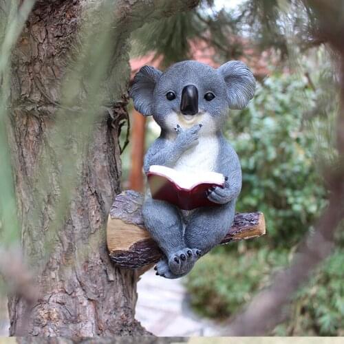 Solar Garden Statue Led Lights Koala Bear Haning Figure Solar Resin Lamp Outdoor Patio Lawn Yard Night Light Decoration Ornament