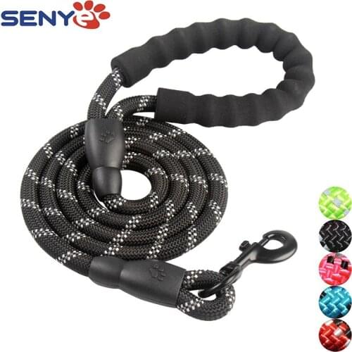 Pet products reflective nylon round rope dog traction rope dog chain dog strap comfortable handle for large and medium sized dog