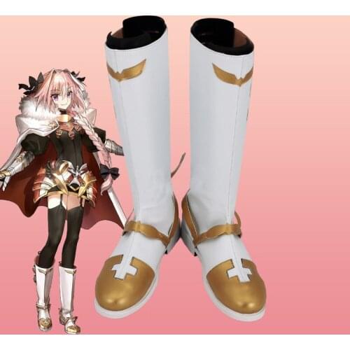 Fate Apocrypha Rider Of Black Astolfo Cosplay Shoes White Boots Fate Grand Halloween Carnival Party Cosplay Shoes Accessrioes