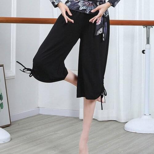2021 New CM038 Female Latin Dance Pants Striped Knee Long Design Women Dancing Suit for Ballroom Belly Dancing Performamnce