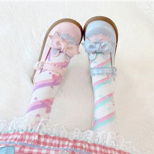 Kawaii Fashion Luxury Lolita Shoes Cosplay Anime Girls Sweet Goth Round Toe Mid Heel Flats Women Female Loli Shoe Harajuku Cute