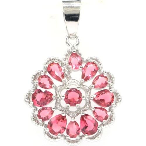 36x23mm Luxury Created Violet Tanzanite Pink Kunzite White CZ For Womans Wedding Silver Pendant