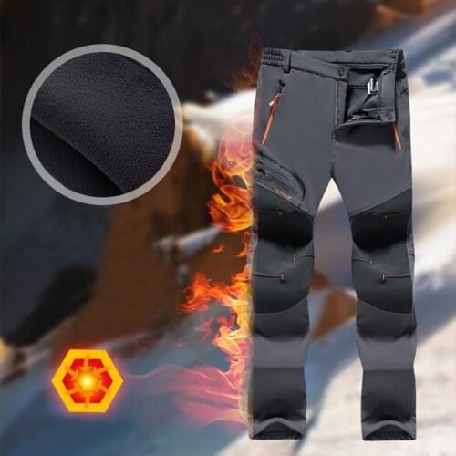 Winter Men Women Hiking Pants Outdoor Softshell Fleece Trousers Waterproof Windproof Thermal For Camping Skiing Trekking Pants